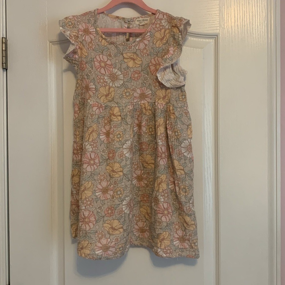 Rabbit + Bear Organic Kids Floral Gauze Flutter Sleeve Dress Size‎ 8 Retro Boho